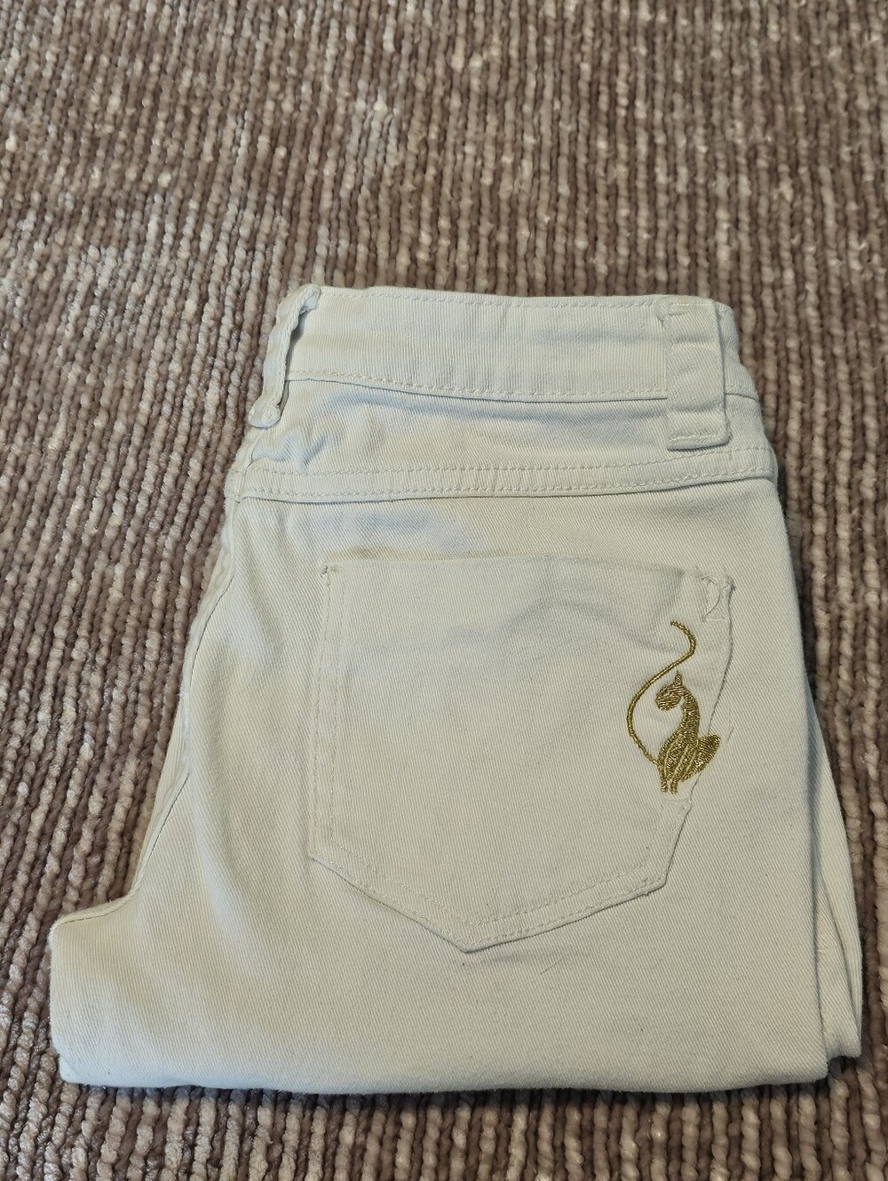 VTG Y2K Phat Fashions Silver Label Baby Phat White Bermuda Shorts Sz 5 Gold Cat